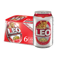 LEO 豹王进口啤酒 精酿大麦啤酒 罐装330ml*6听尝鲜装 泰国原装进口