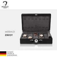 MODALO德国进口手表盒指纹锁手提箱收纳皮质家用腕表展示简约收藏 黑色/15表位