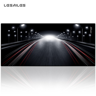 LESAILES 飞遁 900*400*3mm公路背景黑色游戏电竞鼠标垫 超大电脑键盘桌垫 易清洁