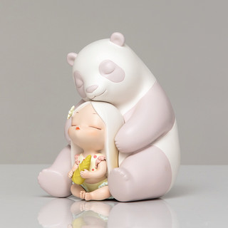可米生活 白夜童话Lite系列 熊猫宝珠 卡通摆件 桔粉色