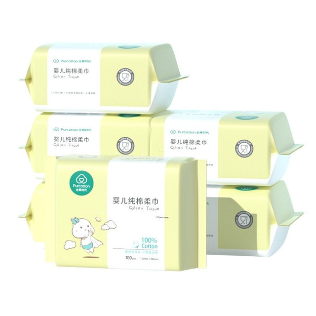 今日必买：全棉时代 婴儿纯棉柔巾 经典版80抽*6包