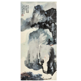 中国嘉德 张大千《深山古寺》94×43cm 1966 设色纸本 立轴 Lot293