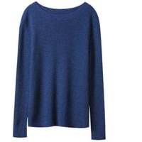 CHUMIAN 初棉 女士一字领羊毛衫 326605030 普鲁士蓝 L