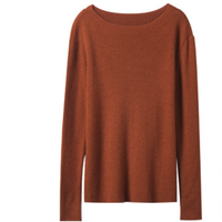 CHUMIAN 初棉 女士一字领羊毛衫 326605030 蜜橙色 L