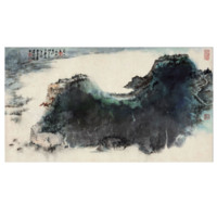 中国嘉德 张大千《江村滴翠》62.5×112.5cm 1979 设色纸本 镜心 Lot295