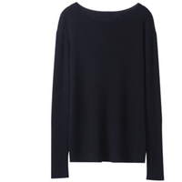 CHUMIAN 初棉 女士一字领羊毛衫 326605030 矿石黑 L