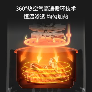悠伴 空气炸锅家用智能液晶款4.5L大容量 定时无油烟煎炸锅 薯条机YB-8350DT 活力橙
