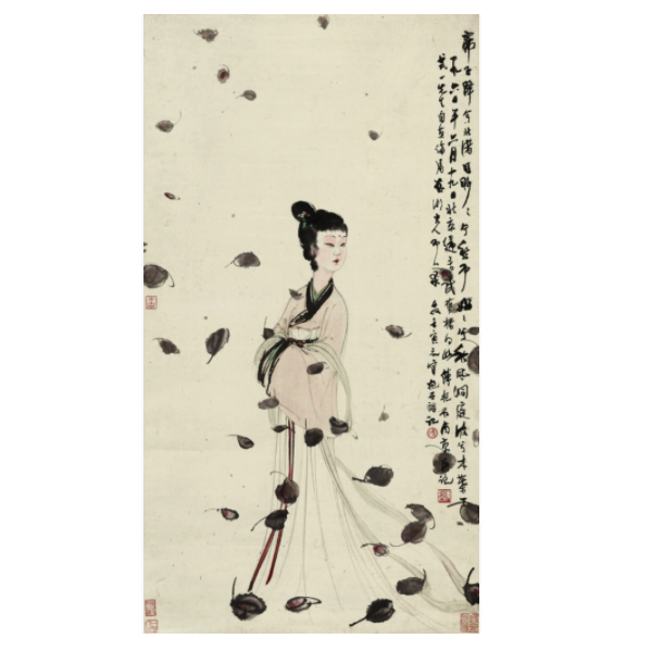 中国嘉德 傅抱石《湘夫人》99×54cm 1960 设色纸本 立轴 Lot302