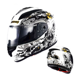 MARUSHIN 马鲁申 BFF-B5 摩托车头盔 全盔 白蛇 透明镜片装 L码