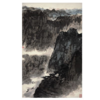 中国嘉德 傅抱石《高峡出平湖》90×56.5cm 1963 设色纸本 立轴 Lot305