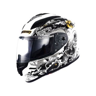 MARUSHIN 马鲁申 BFF-B5 摩托车头盔 全盔 白蛇 透明镜片装 L码
