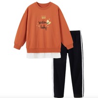 JEANSWEST 真维斯 JT-13-6T1001-044HY 女童套装 橙色+黑色 110cm