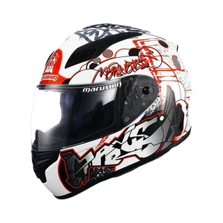 MARUSHIN 马鲁申 BFF-B5 摩托车头盔 全盔 白红涂鸦 透明镜片装 M码