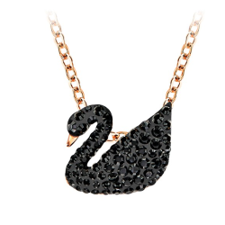 swarovski施华洛世奇经典天鹅系列5204133天鹅项链38cm小号黑金色