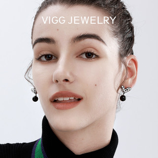 VIGG棋盘格爱心耳钉女小众设计秋冬耳环高级感复古耳饰气质银耳针