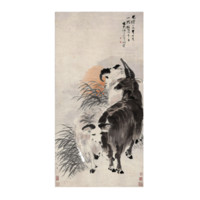 中国嘉德 任颐《三羊开泰》127.5×65cm 1887 设色纸本 立轴 Lot358