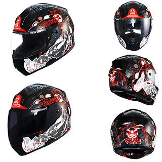 MARUSHIN 马鲁申 BFF-B5 摩托车头盔 全盔 黑红涂鸦 透明镜片装 L码