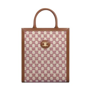 CELINE 思琳 Cabas系列 TRIOMPHE 女士小号刺绣织物竖款手袋 194352CS8.25VP 复古粉红色