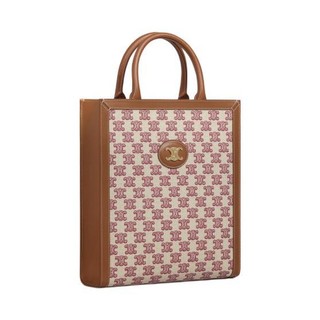 CELINE 思琳 Cabas系列 TRIOMPHE 女士小号刺绣织物竖款手袋 194352CS8.25VP 复古粉红色