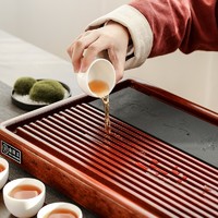 金镶玉 茶盘茶托 实木乌金石家用大号茶台电木款排水 古韵禅风61*30cm