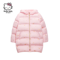 Hello Kitty HelloKitty童装2021冬装新款女童洋气儿童中长款印花羽绒服外套 K183094水粉色 130cm