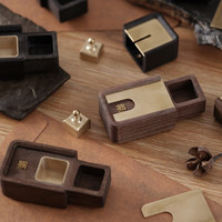 西泠 乾印章 三印合一套盒 胡桃木