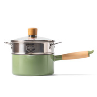 honcook 红厨 奶锅(16cm、铝合金、牛油果绿、带蒸笼)