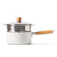 honcook 红厨 奶锅(16cm、铝合金、奶白色、带蒸笼)