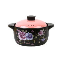 BANGQI CERAMIC 帮企陶瓷 砂锅(22cm、3L、陶瓷、粉色、玫瑰印花)