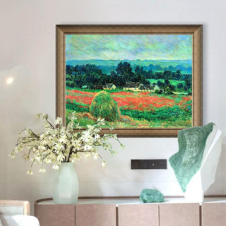 雅昌 克芳德·莫奈 Claude Monet《吉威尔尼的干草堆》81x63cm 油画布 典雅栗木框