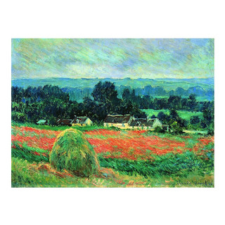 雅昌 克芳德·莫奈 Claude Monet《吉威尔尼的干草堆》81x63cm 油画布 典雅栗木框