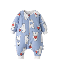 Wellber 威尔贝鲁 婴儿分腿睡袋 厚棉可脱半袖款 北极熊 75cm