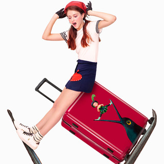 美旅 AmericanTourister拉杆箱 24英寸行李箱几米卡通儿童万向轮旅行箱 顺滑八轮嵌入TSA锁TH9哑光红色/乌鸦