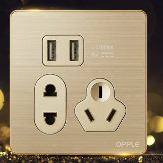 OPPLE 欧普照明 灵动系列 K088502-J5 USB五孔插座 金色