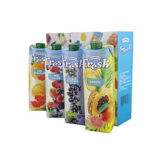 Fresh premium 鲜芬 果汁组合装 4口味 1L*4盒（黑加仑汁+热带水果汁+粉葡萄柚汁+野莓汁）