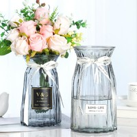 SPBB 神瓶八玻 玻璃干花透明花瓶欧式水培绿萝植物花瓶客厅摆件百合插 15水中花透明2个