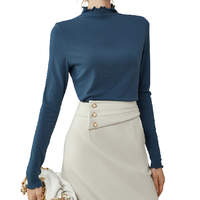 FANSILANEN 范思蓝恩 女士半高领打底衫 Z214279 藏青色 S