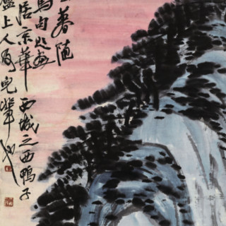 中国嘉德 齐白石《夕阳晚归图》95.5×30cm 设色纸本 立轴 Lot336