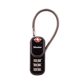 玛斯特 MasterLock 箱包密码锁 钢丝小锁 出国旅行挂锁 4674MCND 黑色 TSA认证 美国专业锁具品牌