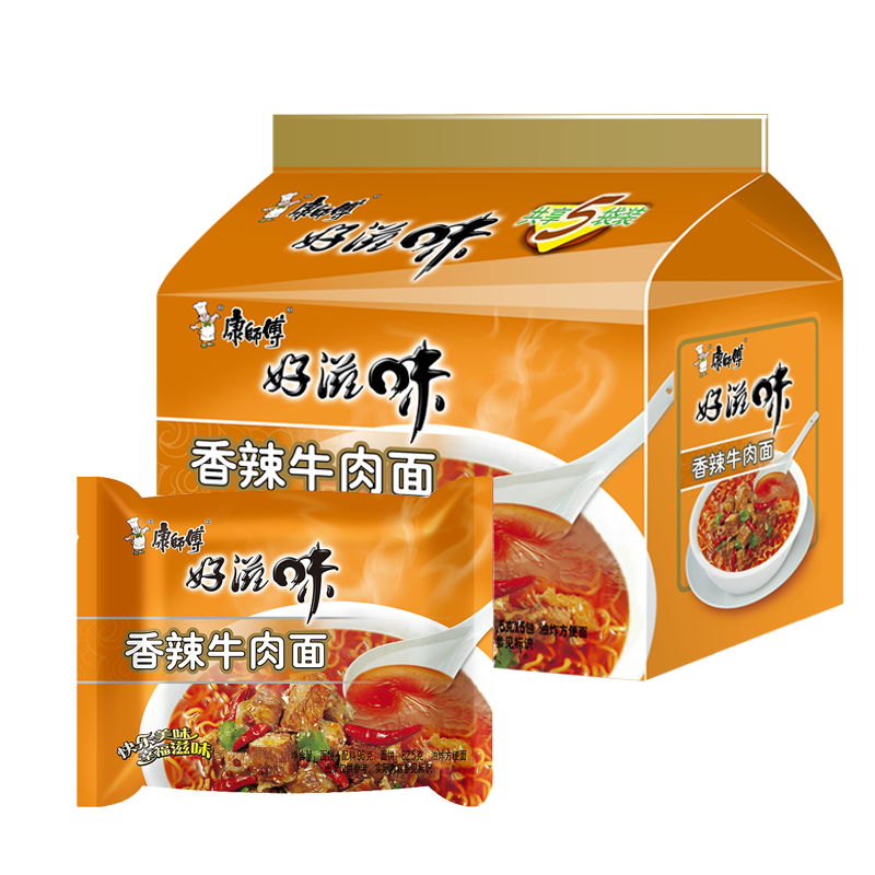 31:12京东国内优惠康师傅 好滋味牛肉面 (红烧,香辣口味随机发) 5袋装