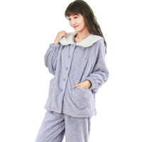 COSMO LADY 都市丽人 女士法兰绒家居服套装 2H0110 浅雾蓝 L