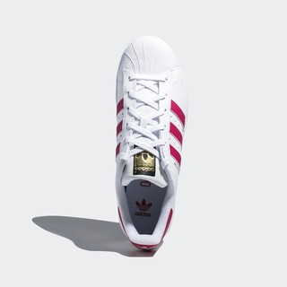 adidas阿迪达斯官网三叶草SUPERSTAR J大童经典贝壳头板鞋B23644（36.5(225mm)、亮白/荧光玫红/亮白）