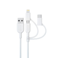 Anker 安克 A8436621 MFi认证 Type-C/Lightning/Micro-B 3A 数据线 TPE 0.9m 白色