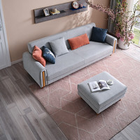 QuanU 全友 102551A 可调节沙发 三人位+脚凳 高冷灰