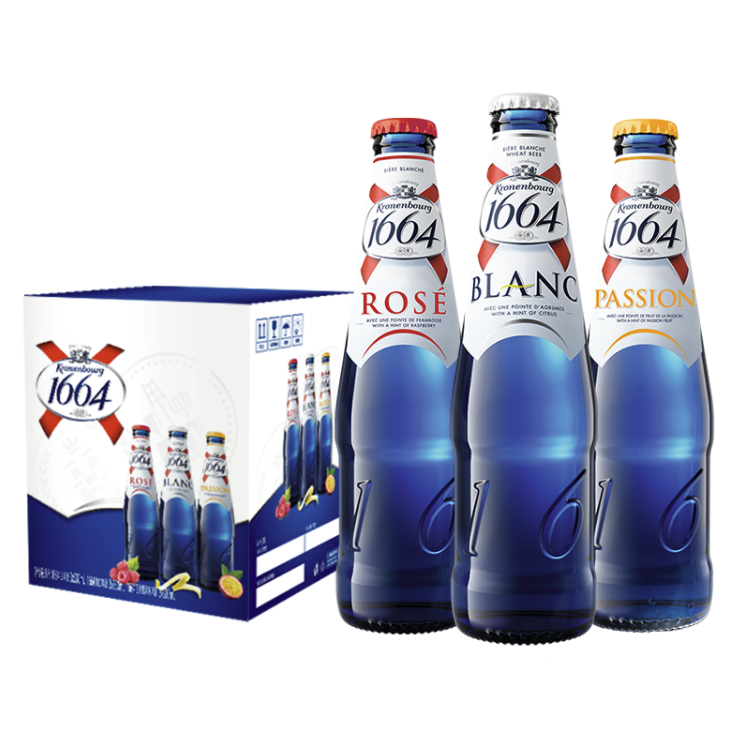 Kronenbourg 1664凯旋 啤酒组合装 3口味 330ml*9瓶（桃红味+百香果味+白啤酒）