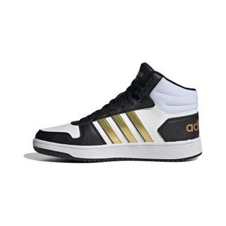 adidas NEO Hoops 2.0 Mid 男子休闲运动鞋 H01197 白色/黑色/金色 45
