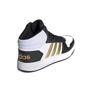 adidas NEO Hoops 2.0 Mid 男子休闲运动鞋 H01197 白色/黑色/金色 45