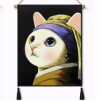 JGC 家工场 艺术系列 ins装饰挂布 珍珠耳朵的猫款