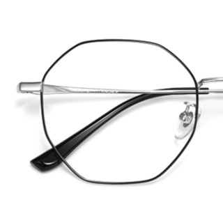 LASHION 乐申 121211 黑银色纯钛眼镜框+平光防蓝光镜片