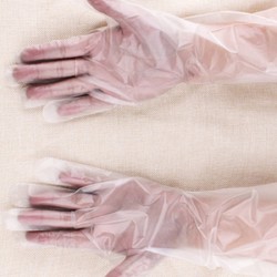 浪漫の樱花 一次性餐饮手套家用透明塑料吃小龙虾手套加厚加长防水4p